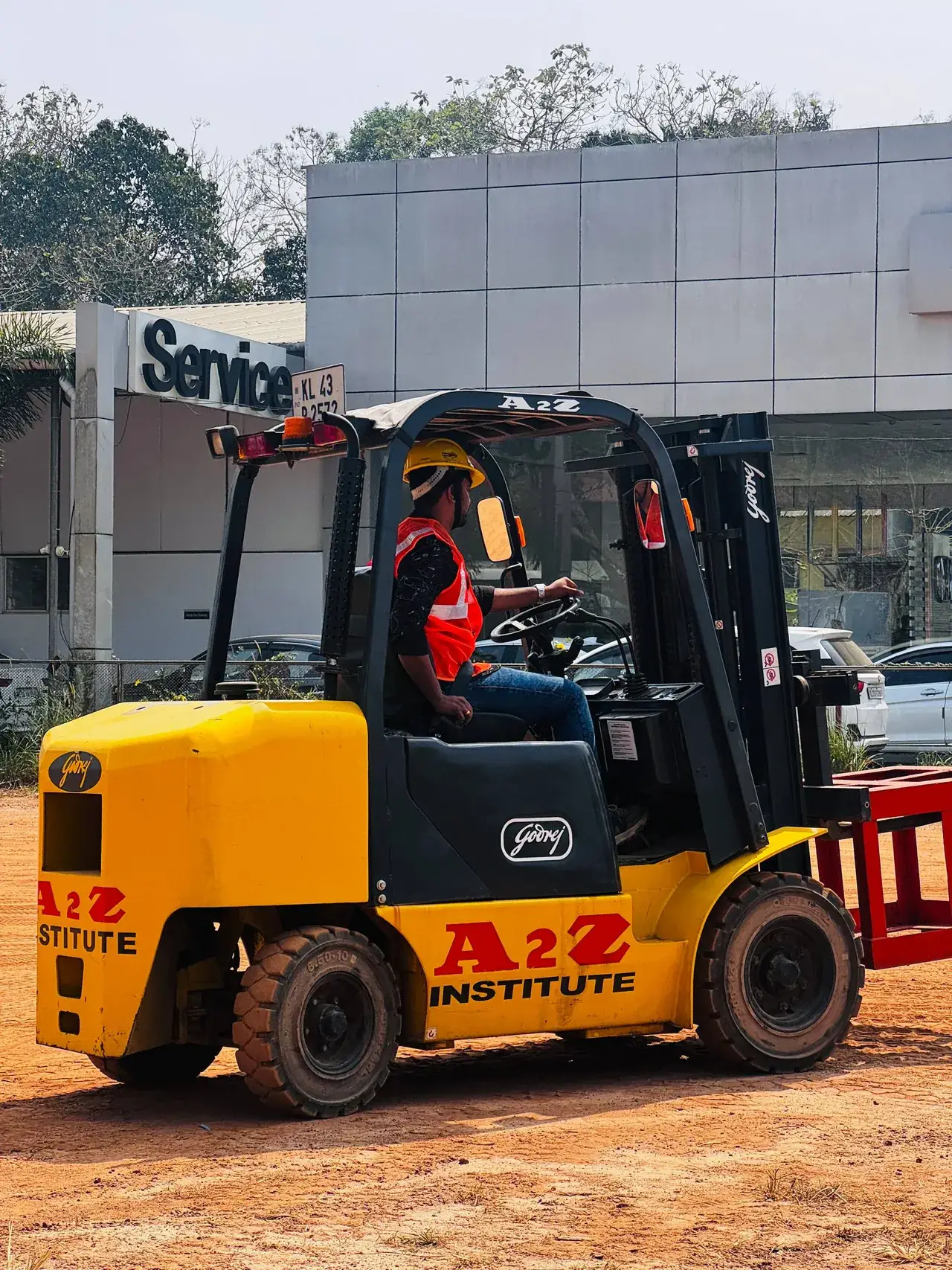A2Z student operating a forklift