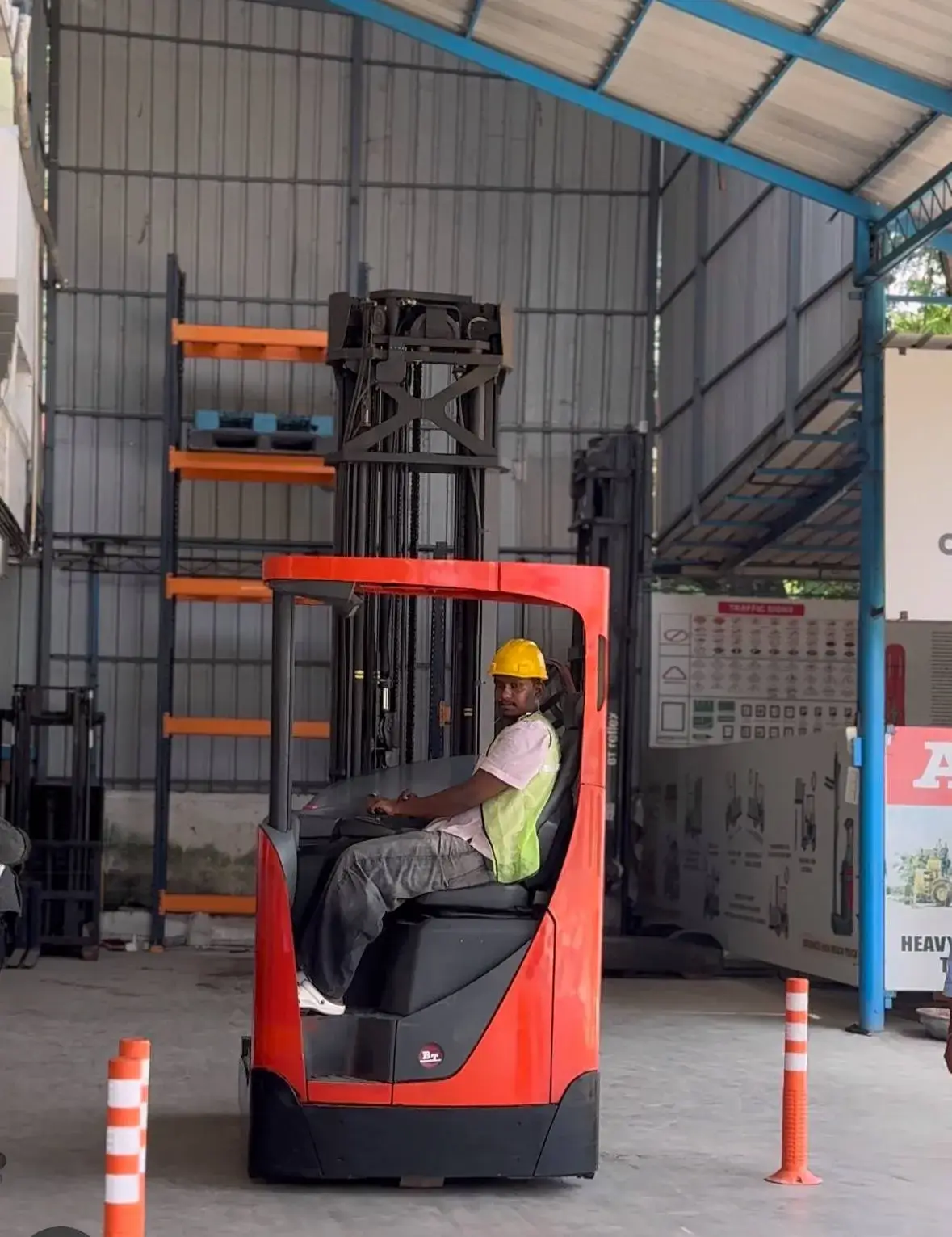 A2Z high reach truck training in the warehouse